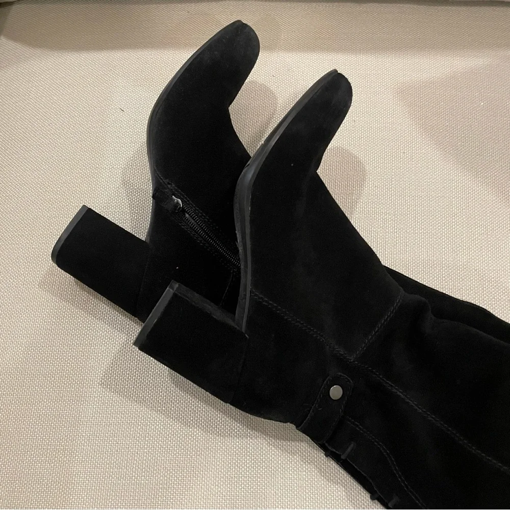 Womens Franco Sarto Pava Knee-High Dress Boots - Black Suede Size 8.5